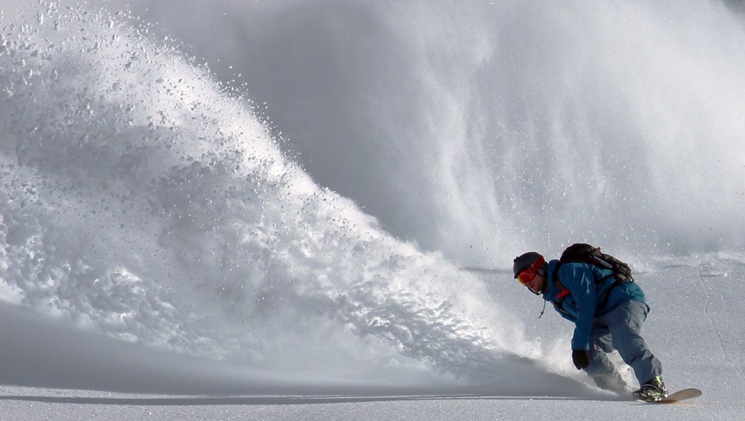 Snowboarder in mid-air